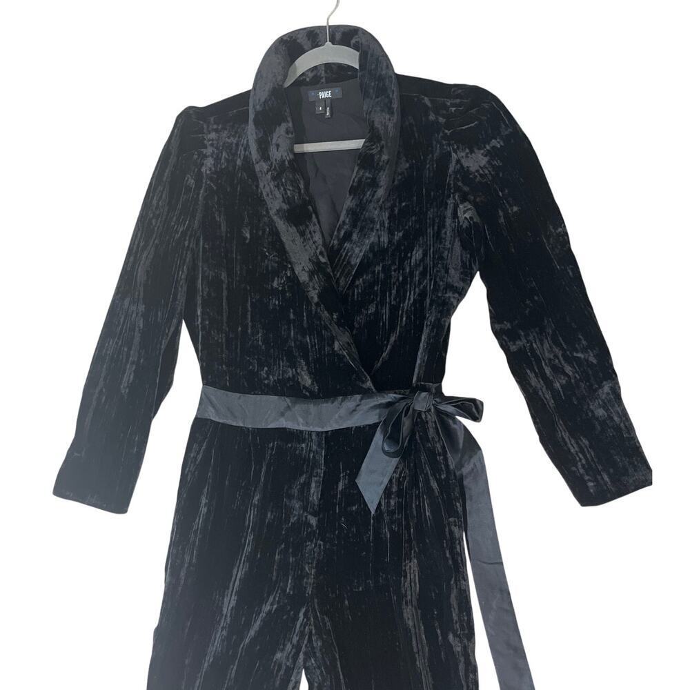 Paige Velvet Tuxedo Long Sleeve Jumpsuit Sz 4